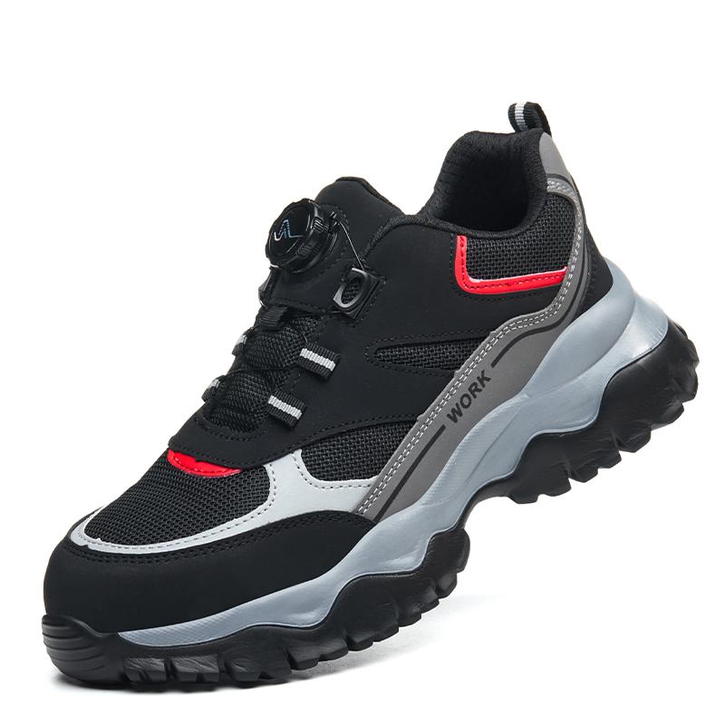 Rotary Buckle Work Boots Safety Steel Toe Men Breathable Safety Shoes Indestructible Puncture-Proof Hiking Work Sneakers
