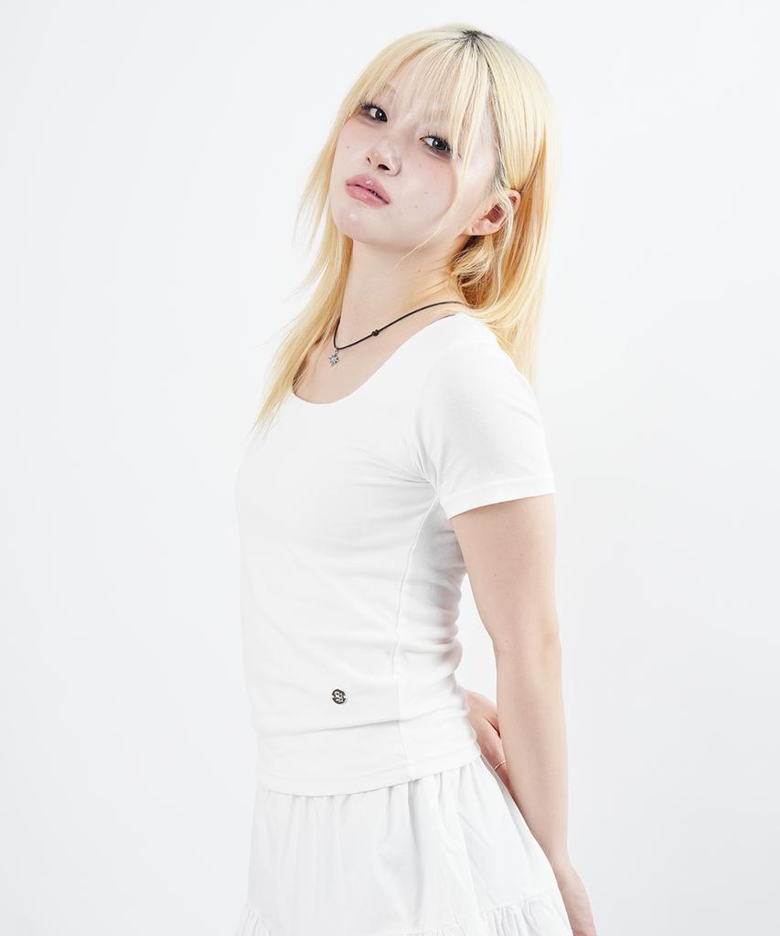 STARRYEYED Square Neck Modal T-Shirt (White)