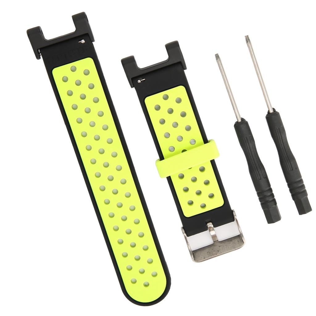 Vented Pin Buckle Bracelet Silicone Watchband with Screwdriver for Amazfit TRex TRex Pro Watch(Black Green )