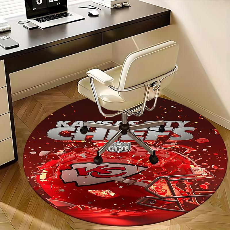 Коврик для стула NFL Kansas City Chiefs - Круглый ковер для домашнего декора, офисного использования, идея для подарка - Подходит для спальни