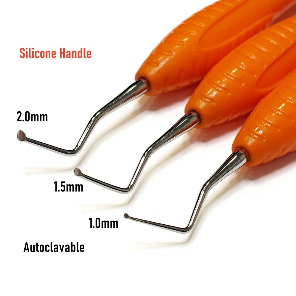 Силиконовая ручка для стоматологического скалера Ложка для чистки зубов Экскаватор Инструменты для реставрации Ложка Инструмент с маленьким круглым наконечником