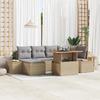 VidaXL 7-Piece Garden Dining Set with Beige Poly Rattan and Acacia Cushions 3350087