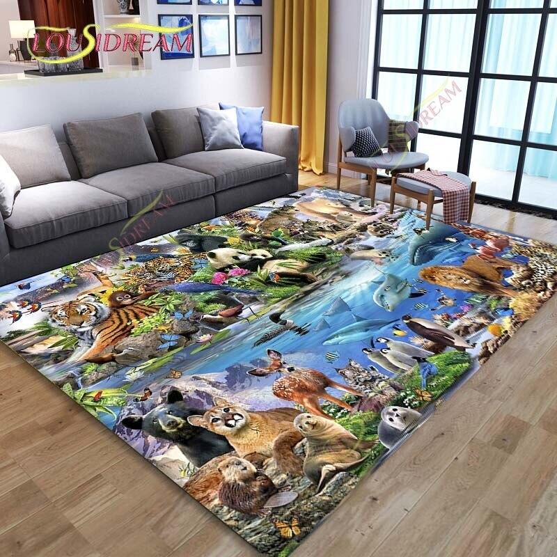 Animal World Carpets for Living Room Bedroom Large Carpet Kids Play Area Rugs Child Room Game Floor Mats