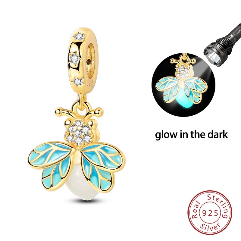 Copper Glow In The Dark Firefly Honeybee Star Charms Beads Fit Qikaola Original Bracelets Fine Diy Jewelry Gift