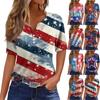Жен. Футболка Футболка День независимости С принтом Пуговицы С короткими рукавами Повседневные Выходные Мода Классический Классический V-образный вырез Обычный Топ
