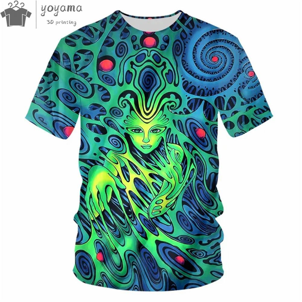 Красочная футболка с принтом «Trippy» для мужчин, крутые дизайны, футболки, летняя повседневная футболка с коротким рукавом и круглым вырезом