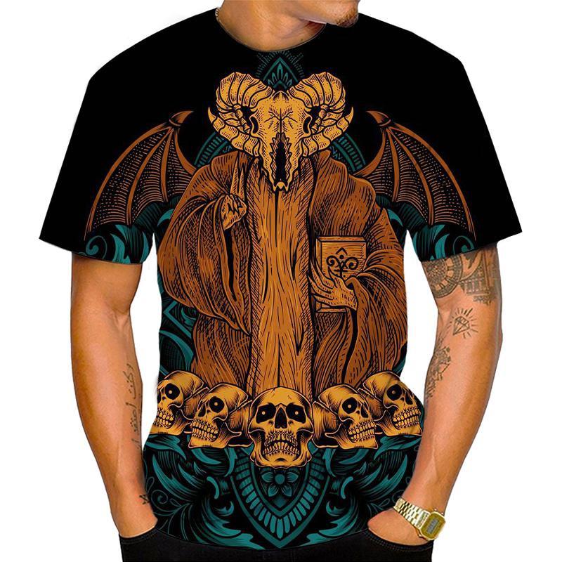 Модная повседневная крутая футболка с принтом дьявола сатаны 3D для мужчин и женщин с круглым вырезом и коротким рукавом XXS-6XL