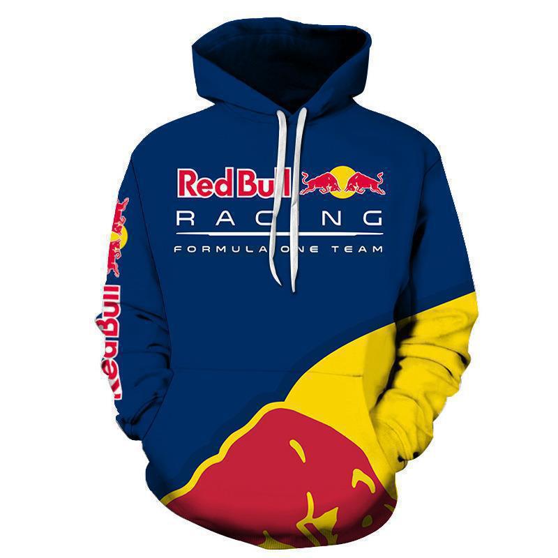 Новый мужской повседневный костюм с капюшоном и 3D-цифровой печатью Red Bull Racing, худи