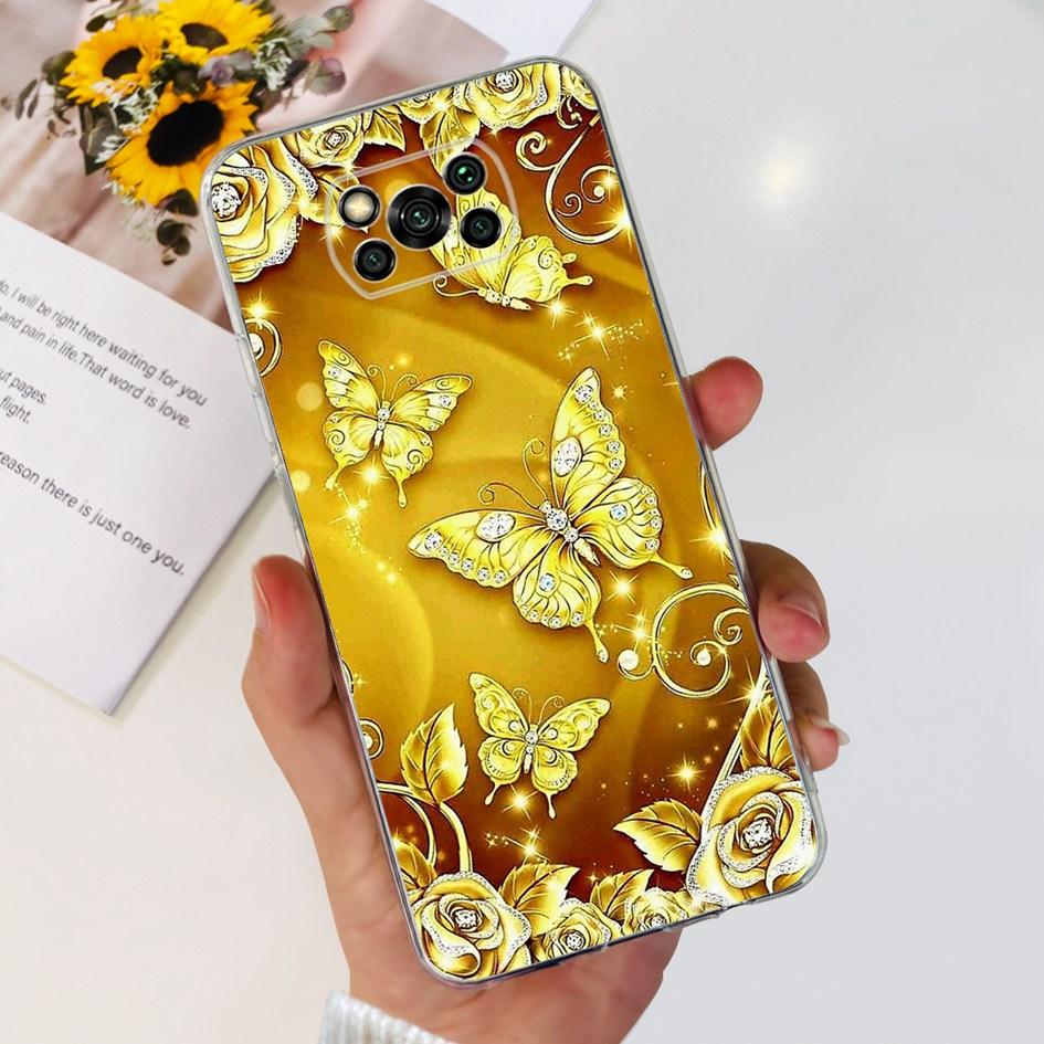 Для Xiaomi Poco X3 NFC Чехол Прозрачная Крышка Мягкий Силикон Модный Цветочный Чехол для Телефона Для Xiaomi Poco X3 Pro Fundas PocoX3 Coque
