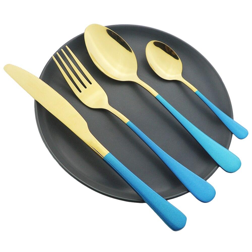 Набор столовых приборов из розового золота, столовые приборы из нержавеющей стали, 6 компл., обеденные ножи, вилки, кофейная ложка, столовая посуда, набор кухонной посуды