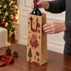 Decorative Paper Bags for Presents Christmas Wine Gift Bag, Reusable Bottle Bag with Handle, Santa Tree Party Packaging Wreath Print Festive