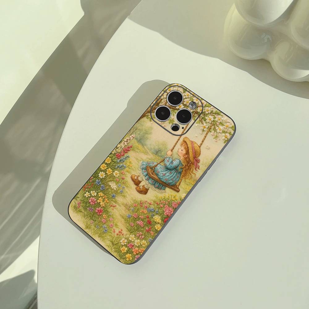 Sarah K-Kay Girl Colorful Phone Case For iPhone 17,16,15,14,13,12,11 Pro Max,16Plus,XS Soft Black Cover