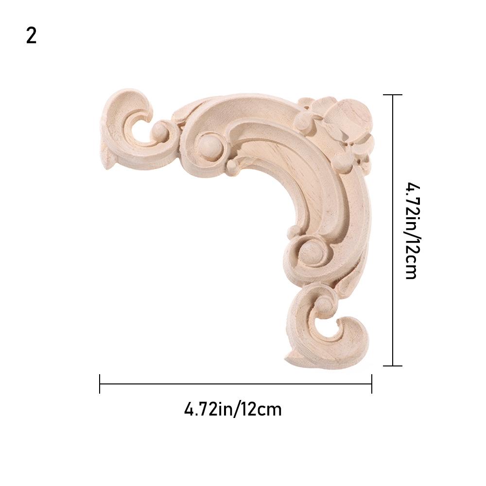 Oak Door Decor Crafts Corner Applique Onlay Decal Carved Wave Flower Decorative Wood Appliques
