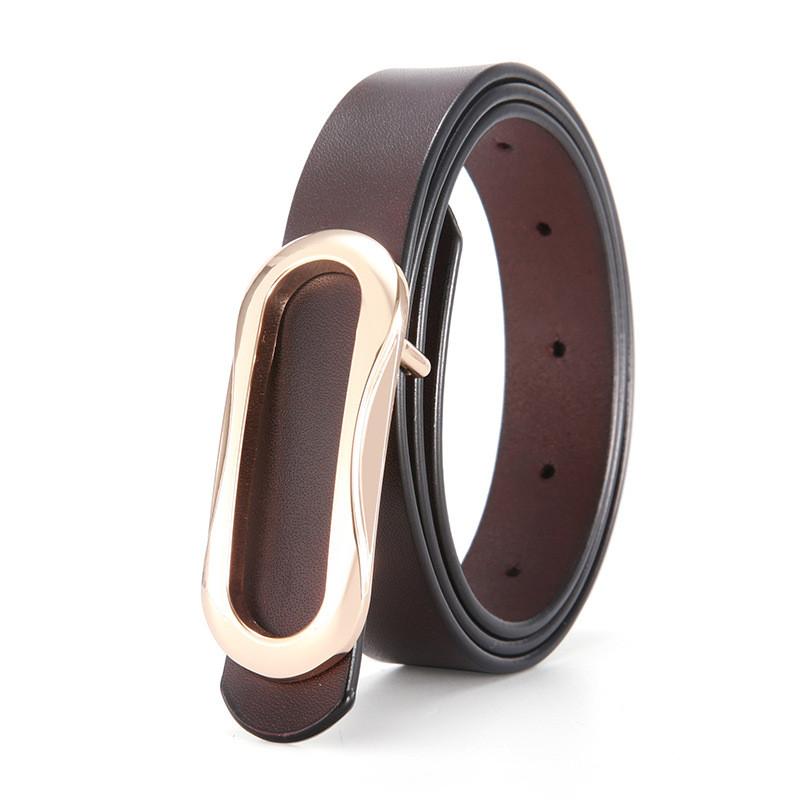 Fashionable Womens Slim Leather Belt With Polished Buckle Perfect For Work Or Casual Outfits