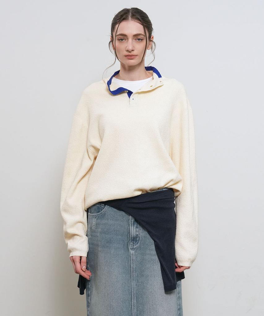 GENERALIDEA Unisex Color Block Collar Henley Neck Knit [3Col] / Gf1Ukp007