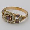 Vintage Inlaid Imitation Pearl Red CZ Women's Ring Ethnic Gold Color Geometry Daily Wear Party Jewelry Anniversary Gift