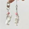Cute Flocking Cat Phone Lanyard Strap Kitten Keychain Pendant Anti Lost Phone Chain Bag Ornament Cell Phone Love Fish Charm Gift