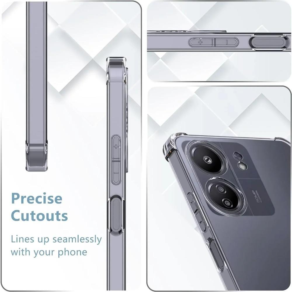 Противоударный чехол из ТПУ с подушкой безопасности для Xiaomi Redmi 13C 12C 12 5G 11A 10 10C 10A 9C 9A 9 Прозрачный защитный ультратонкий прозрачный чехол с полной защитой