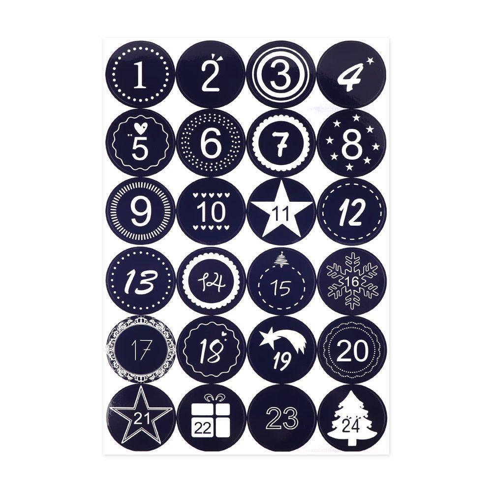 Merry Christmas Gift Stickers Advent Calendar Number Paper Stickers Gift Packaging Labels Decor Greeting Album Lable Stickers