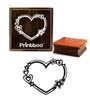 Printtoo Heart Pattern Brown Wooden Rubber Stamp Crafting Textile Stamps Block-2 X 2