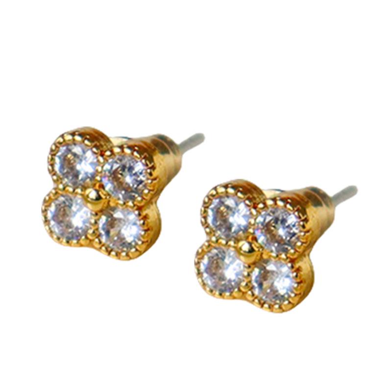 Элегантные серьги-клевер из цветного циркона – Роскошный миниатюрный дизайн для универсальной носки