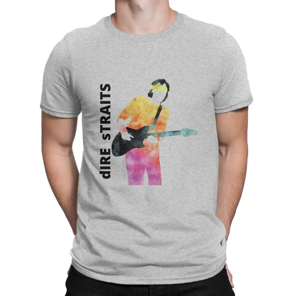 Music T Shirt Men's Cotton Vintage T-Shirt O Neck Dire Straits Band Tees Short Sleeve Tops Graphic