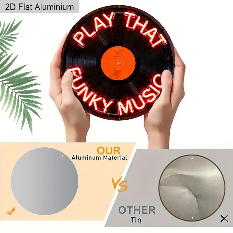 2D Плоский Алюминиевый Знак 'Play That Funky Music' 7,87 дюйма, Знак CD Пластинки, Теплые Красные Буквы, Неоновый Знак для Декора Стены, Музыка, Караоке-Бар, Клуб, Магазин Пластинок