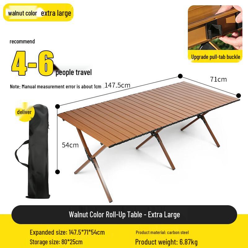 ZISIZ Portable Folding Roll-Up Camping Table