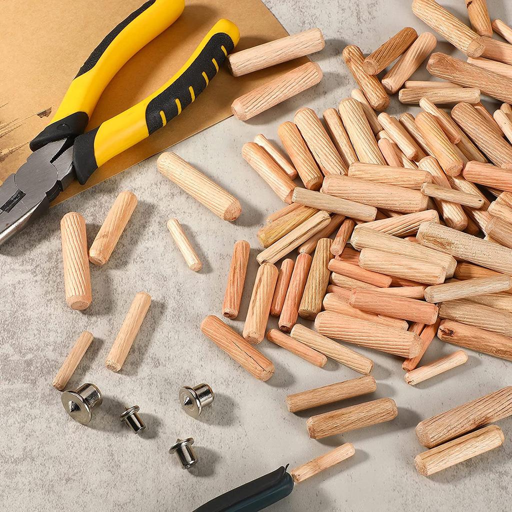 100/50 шт. Дюбель для деревообработки, штифты для рукоделия, набор стержней, мебельный штифт, штифт для деревянного шкафа, ящика, круглая рифленая древесина