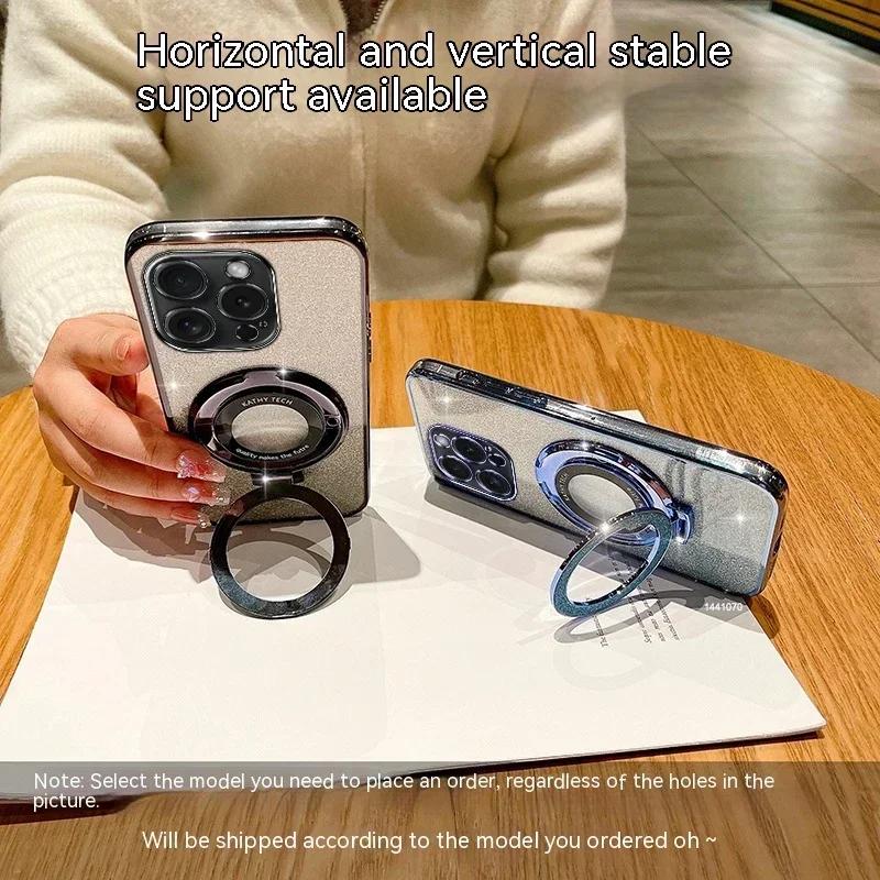 Роскошный чехол для телефона с магнитным держателем для Samsung Galaxy S24 Ultra S23 S22 S21 S20 Plus FE Note 20 10, силиконовый блестящий чехол