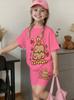 Children's Clothing Cute Capibala Print Tops Summer Outdoor Street Short Sleeve Girls Clothes Comfortable Fashion Children's Set