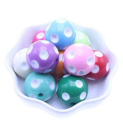 Factory Direct Loose Bulk Green 20MM Fashion Polka Dot Gumball Bubblegum Acrylic Beads for Necklace Jewelry Making