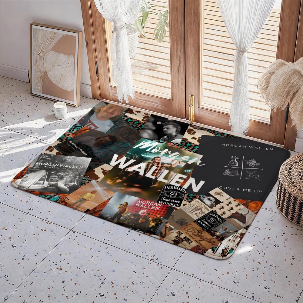 Singer M Morgan Wallen Floor Mat Eco Flannel Doormat Non Slip Odorless Indoor Floor Rug Soft Short Plush Home Mat