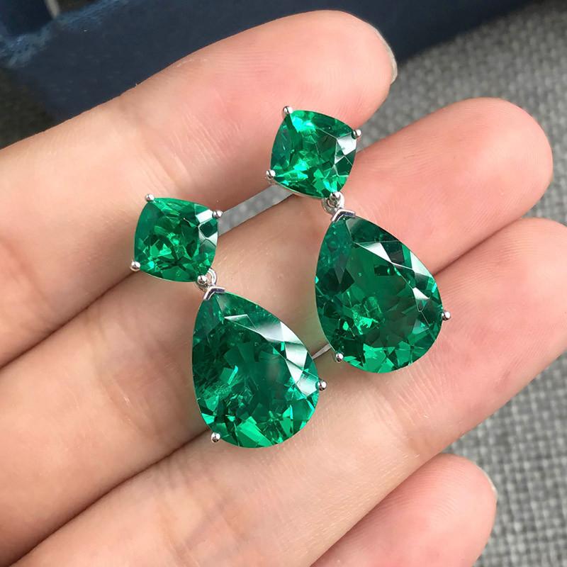 Серьги-подвески Huitan Vintage Green CZ для женщин, яркие, свадебные, помолвочные, вечерние, аксессуары, любовный подарок, темпераментные женские украшения