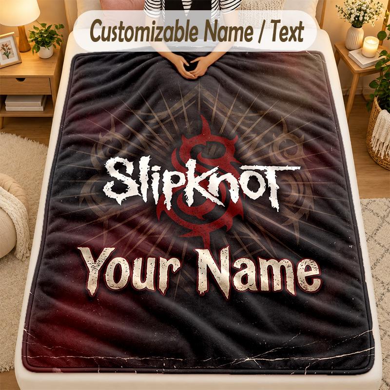 Фланелевое одеялоSlipknot Имя Текст Персонализированное Мягкое Теплое Плед Декор Дома Подарок