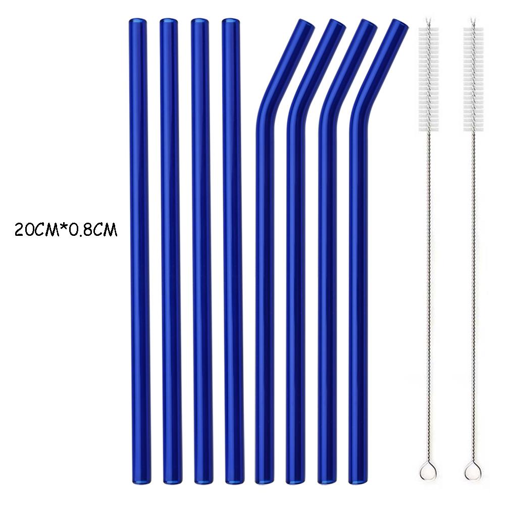 4/8 шт. набор соломинок из боросиликатного стекла, многоцветные многоразовые стеклянные экологически чистые соломинки для коктейлей, смузи