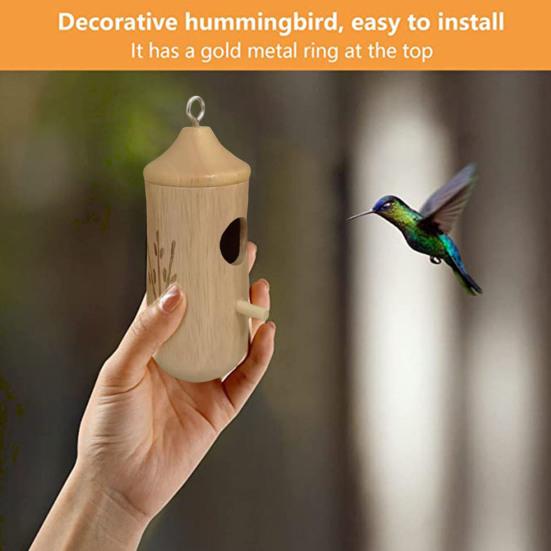 Деревянный домик для колибри для наружного подвешивания, небольшой домик для гнездования диких птиц для украшения окна крыльца на открытом воздухе в саду