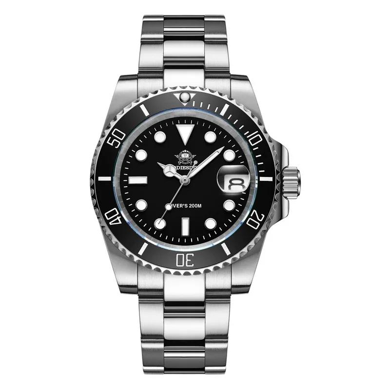 ADDIESDIVE Diver Quartz Watches For Men Fashion Stainless Steel Calendar Wrist watch 200M Waterproof Super Luminous reloj hombre