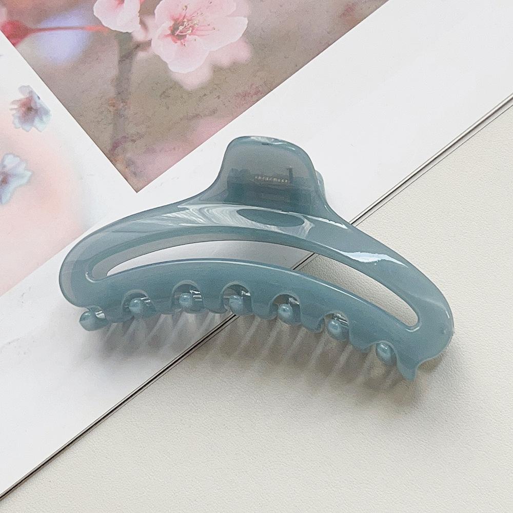 Jelly-colored hollow crescent hairpin PS high-end arc texture shark clip plate hair ponytail grip hair ornament