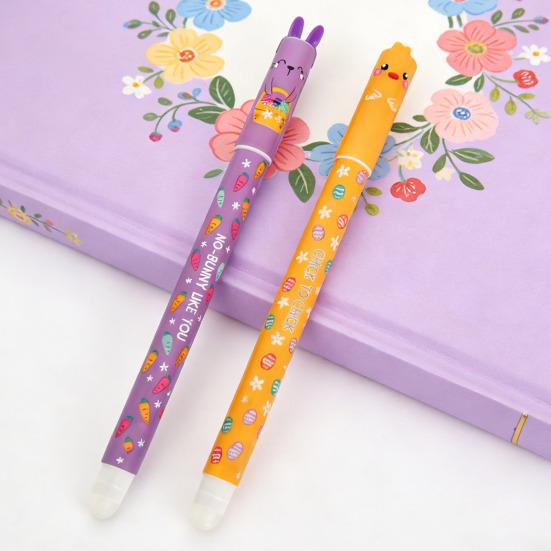 Стираемая ручка с пасхальным узором, гелевые ручки для плавного письма с прочным ластиком-шариком, ручка для новогодних обещаний
