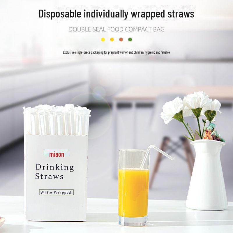 Прозрачные телескопические трубочки для детей в индивидуальной упаковке — прочный пластик, идеально подходит для соевого молока и домашнего использования.