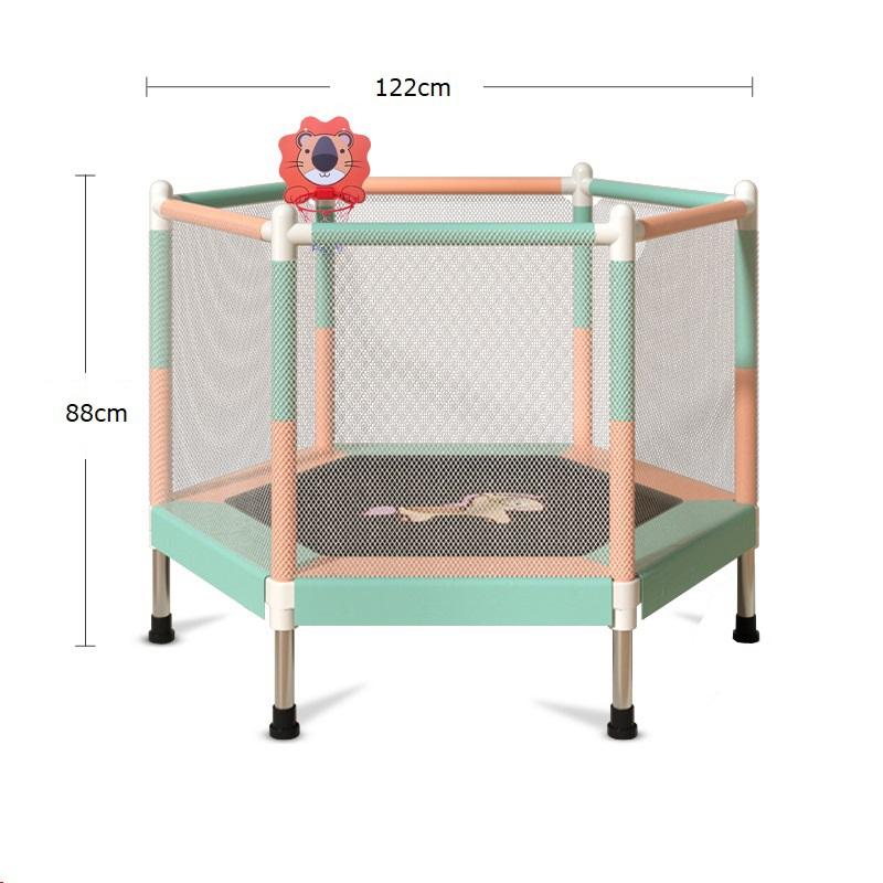 48-дюймовый шестиугольный батут для упражнений для детей с защитной сеткой, прыжковая кровать для спортивных развлечений в помещении