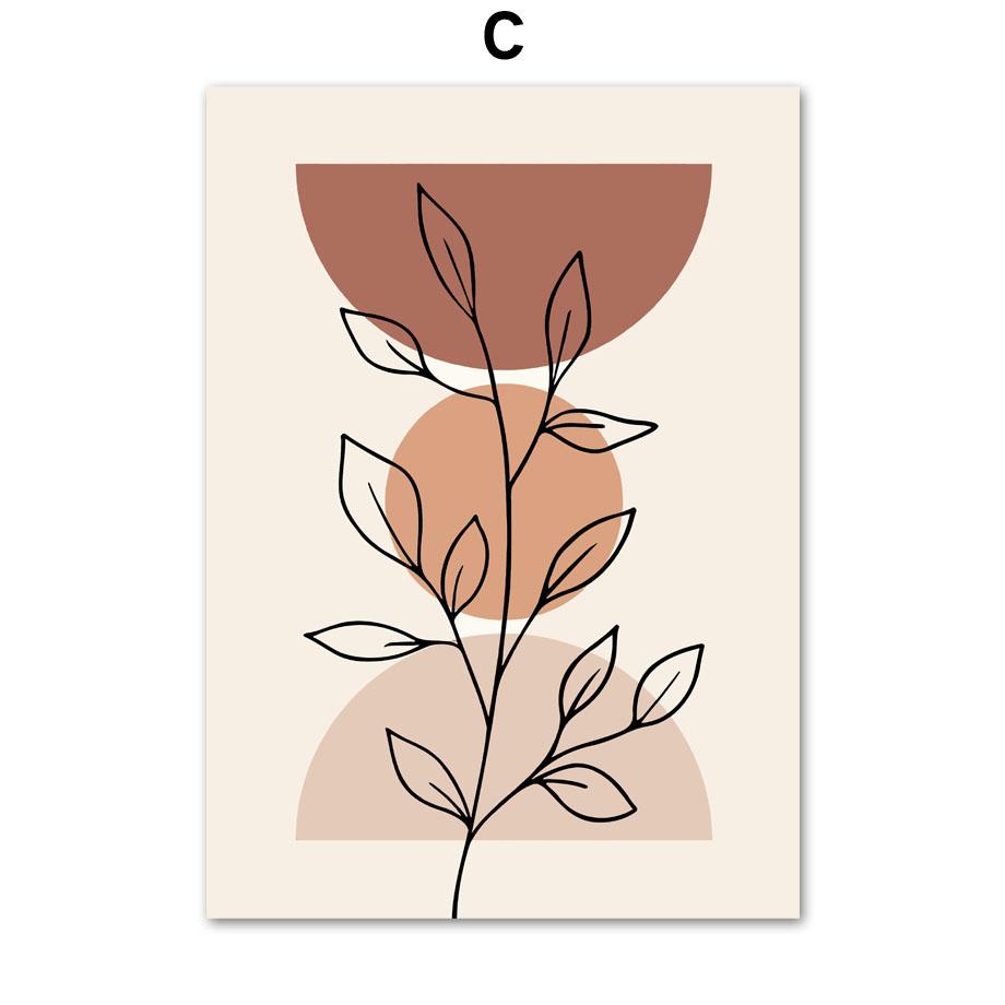 Бохо абстрактная геометрическая линия ваза с листьями настенная живопись на холсте плакаты на скандинавскую тему и принты винтажные картины для декора гостиной