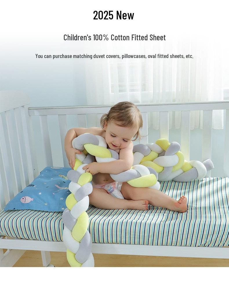 Хлопковый чехол-матрас и покрывало с мультяшным рисунком для детской кроватки