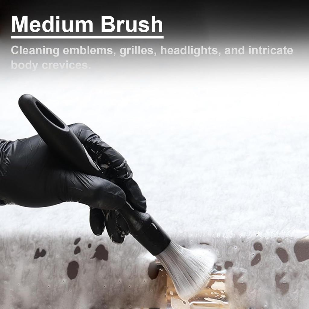 4 PCS Car Detailing Brush Set For Cleaning Interior Or Exterior, Boars Bristle Detailing Brushes, Dusting Cleaning Supplies, Tool For Emblem, Air