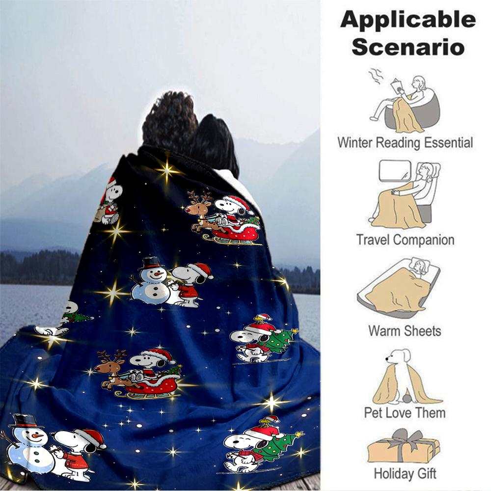 Snoopy Christmas Night Blanket Soft Throw Blanket For Home Bedroom Bed Sofa Travel Office Solid Christmas Blanket