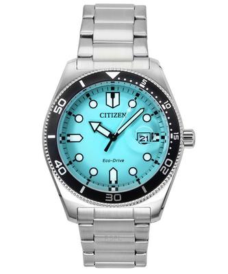 Морские мужские часы Eco-Drive AW1760-81W 100M из нержавеющей стали с бирюзовым циферблатом