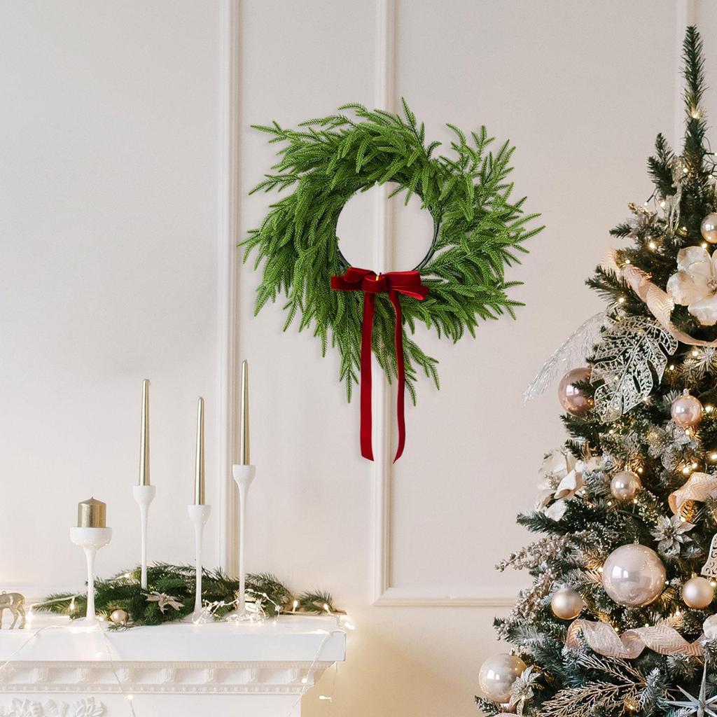 19inch Artificial Pine Christmas Wreath Front Door Multifunctional Xmas Garland for Holiday