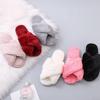 Winter New Women Slippers Faux Fur Cross Fluffy Flat Slippers Women's Home Floor Flip Flops Fashion Plush Warm Slippers WSH3748