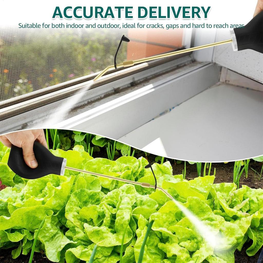 Garden Powder Applicator Dispenser with Long Metal Tube Bulb Duster Sprayer Insect Duster for Home Powder for Organic Gardening